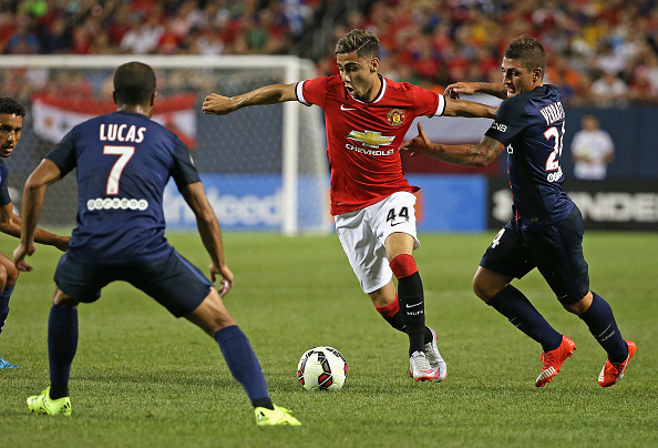 Andreas Pereira, Manchester United, Lucas Moura, Paris SG, Marco Verratti Andreas Pereira, Manchester United, Lucas Moura, Paris SG, Marco Verratti