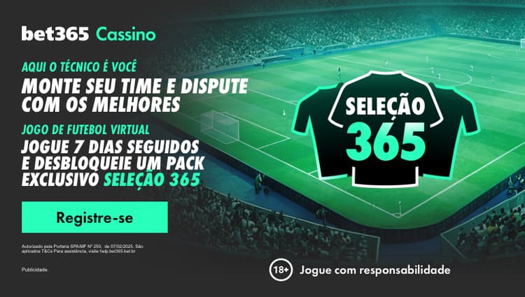 Bet365 lança Seleção365, novo jogo de futebol virtual no Brasil