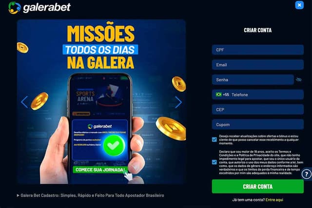 galera bet pagina criar conta