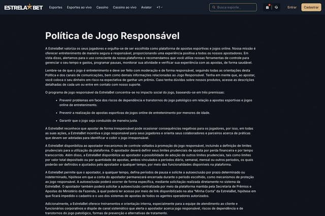 estrela bet jogo responsavel