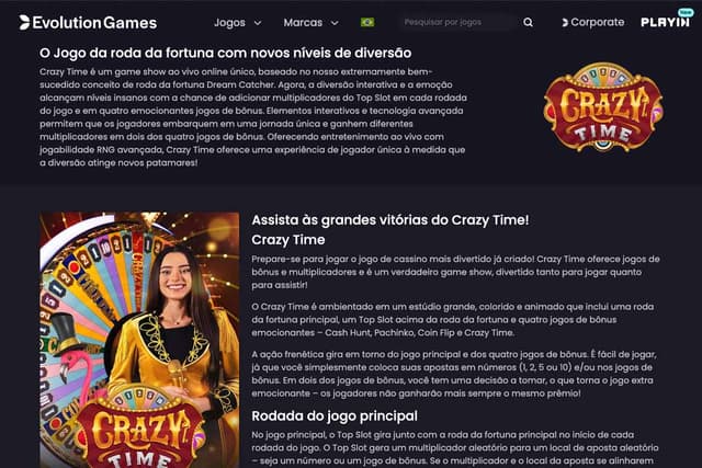 crazy time pagina principal evolution games