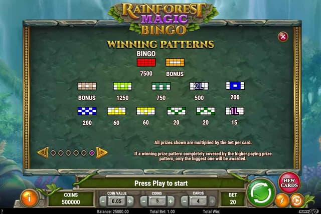 informaçoes de como jogar rainforest magic bingo tela 6