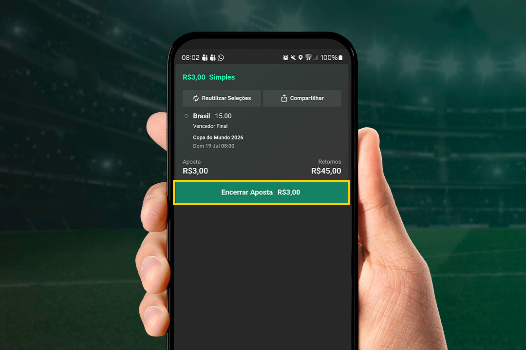Exemplo prático de Cash Out / Encerrar Aposta