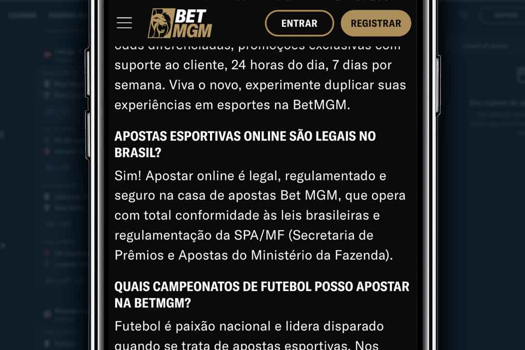 Rodapé do site da BetMGM com os dados da licença oficial do Ministério da Fazenda.