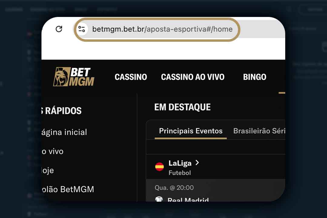 Barra de endereço do navegador a exibir o domínio oficial da BetMGM no Brasil