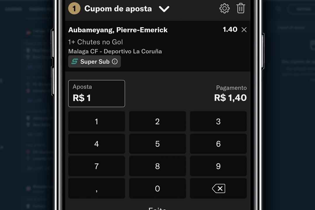 Funcionalidade Super Sub a mostrar a transferência da aposta para um jogador que entra na partida.