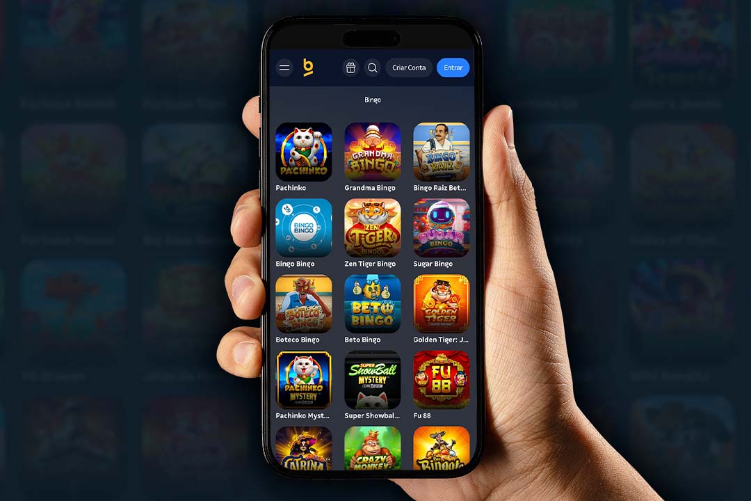 tela de celular com o catalogo de jogos de video-bingo na betnacional
