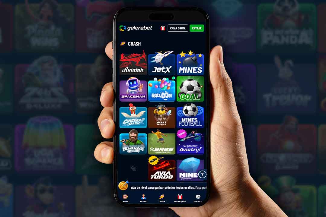 catalogo dos crash games na galera bet visto pelo celular