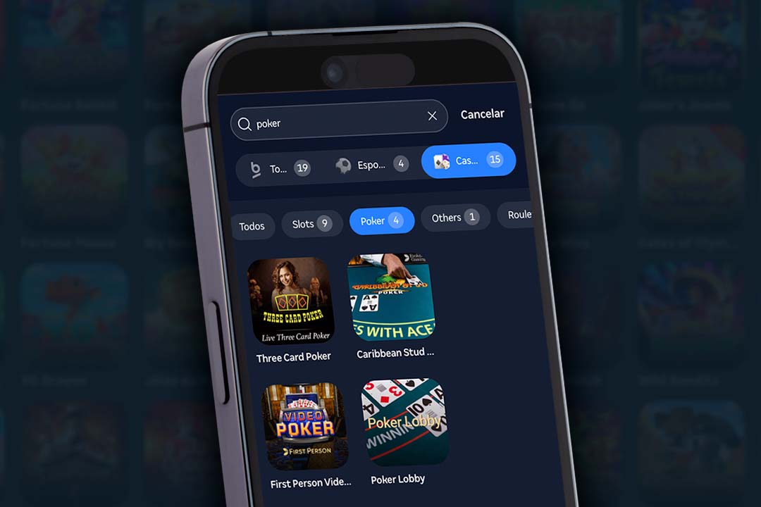 catalogo de poker na betnacional na tela de um celular
