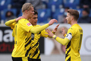 Haland e Reus entram para garantir a vitria do Dortmund sobre o Hoffenheim